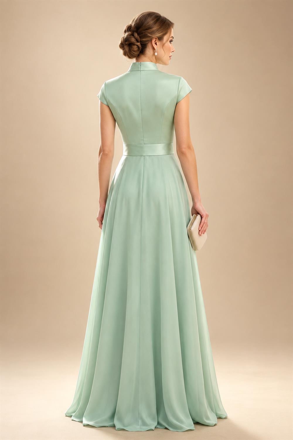 A-Line/Princess V-Neck Chiffon Floor-Length Mother of the Bride & Groom Dresses with Lace Appliques & Pleats (SHI22501670)