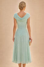 A-Line Satin V-Neck 3/4 Sleeve Mother of the Bride Dresses Floor-Length Ball Gown with Applique (SHI22500294)