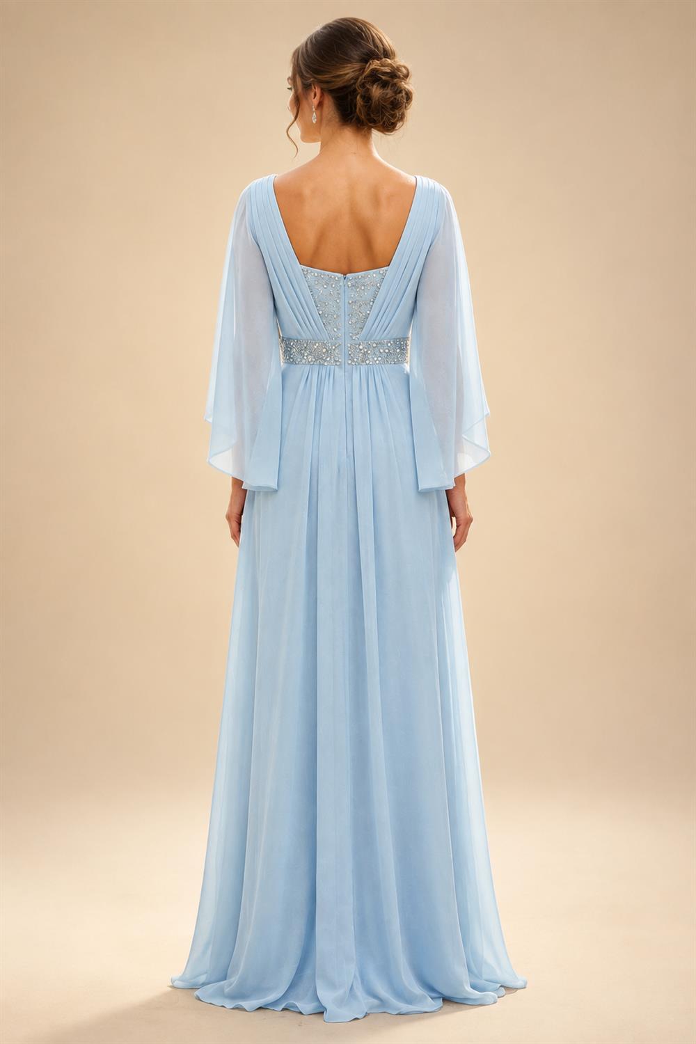 A-Line/Princess Scoop Neck Chiffon Floor-Length Mother of the Bride & Groom Dresses with Lace Appliques & Pleats (SHI22501611)