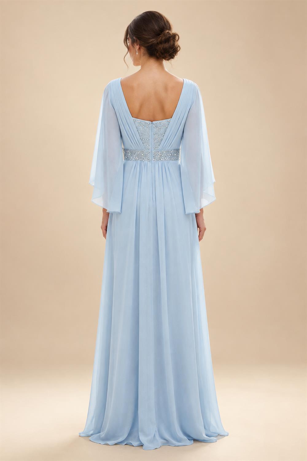 A-Line/Princess Scoop Neck Chiffon Maxi Mother of the Bride & Groom Dresses with Lace Appliques & Pleats (SHI22501638)