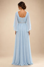 A-Line/Princess V-Neck Chiffon Floor-Length Mother of the Bride & Groom Dresses with Lace Appliques & Ruched Waist (SHI22501678)