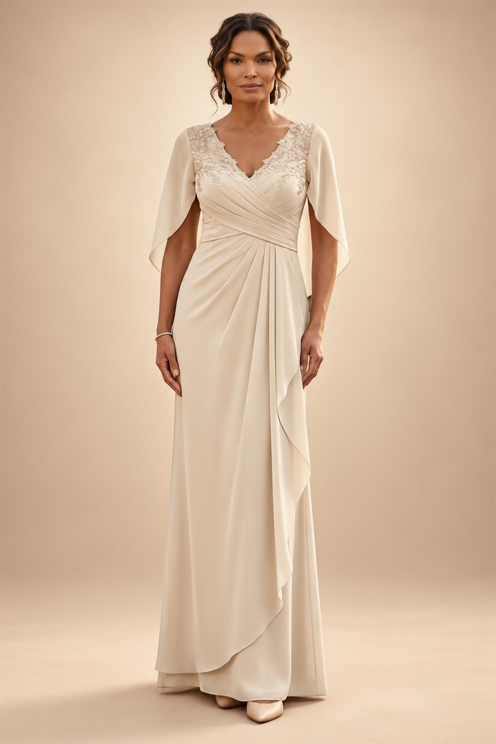 Sheath/Column Scoop Neck Satin Tea-Length Mother of the Bride & Groom Dresses with Ruched Waist & Rhinestones (SHI22501657)