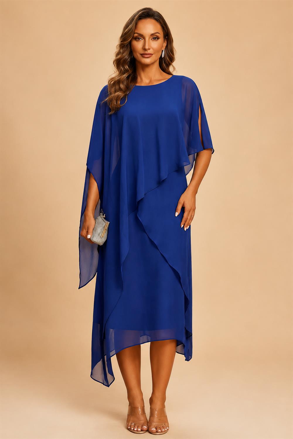 Mermaid Scoop Long Sleeve Floor Length Mother of the Bride Dresses with Peplum & Appliques (SHI22500269)