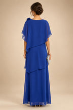 Chiffon A-Line/Princess Scoop Neck Floor-Length Mother of the Bride & Groom Dresses with Tiered Layers (SHI22501536)