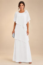 A-Line Floor-Length Chiffon Cape Sleeves Mother of the Bride & Groom Dresses with Tiered Ruffles (SHI22500723)