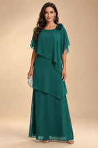A-Line Floor-Length Chiffon Cape Sleeves Mother of the Bride & Groom Dresses with Tiered Ruffles (SHI22500723)