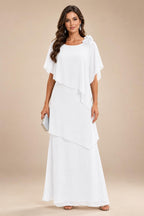 A-Line Floor-Length Chiffon Cape Sleeves Mother of the Bride & Groom Dresses with Tiered Ruffles (SHI22500723)
