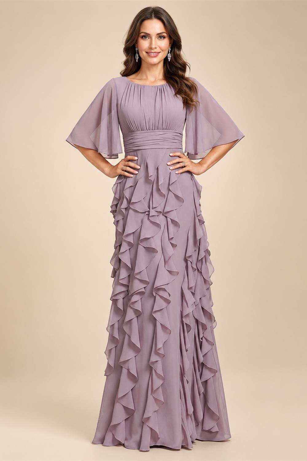 Sheath/Column Asymmetric Neck Satin Maxi Mother of the Bride & Groom Dresses with Side Sash, Slit & Ruched Waist (SHI22501643)