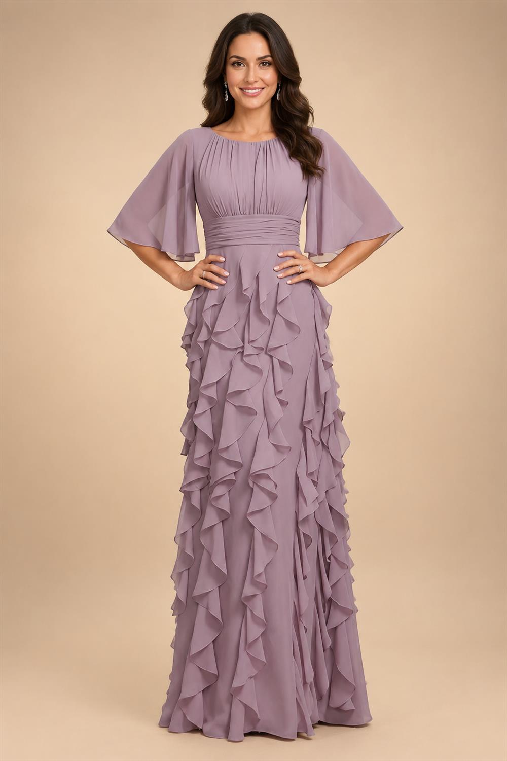 A-Line/Princess Scoop Neck Chiffon Floor-Length Mother of the Bride & Groom Dresses for Women (SHI22501635)