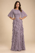 Jumpsuit Scoop Neck Chiffon Floor-Length Mother of the Bride Pantsuits with Rhinestones (SHI22501658)