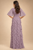 Jacquard A-Line/Princess Scoop Neck Floor-Length Mother of the Bride & Groom Dresses with Ruffles & Ruched Waist (SHI22501201)