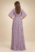 Sheath/Column Asymmetric Neck Satin Maxi Mother of the Bride & Groom Dresses with Side Sash, Slit & Ruched Waist (SHI22501643)