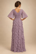 Jacquard A-Line/Princess Scoop Neck Floor-Length Mother of the Bride & Groom Dresses with Ruffles & Ruched Waist (SHI22501201)