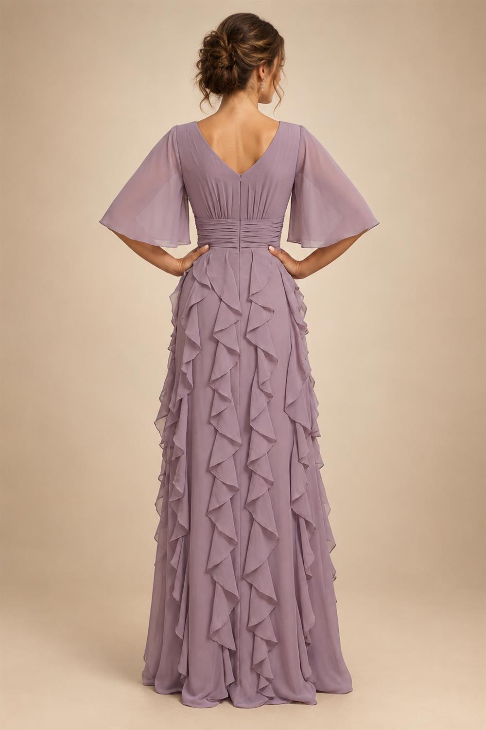 Jacquard A-Line/Princess Scoop Neck Floor-Length Mother of the Bride & Groom Dresses with Ruffles & Ruched Waist (SHI22501201)