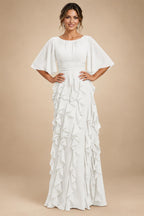 A-Line Chiffon Tiered Ruffles Mother of the Bride & Groom Dresses with Ruched Waist (SHI22500724)
