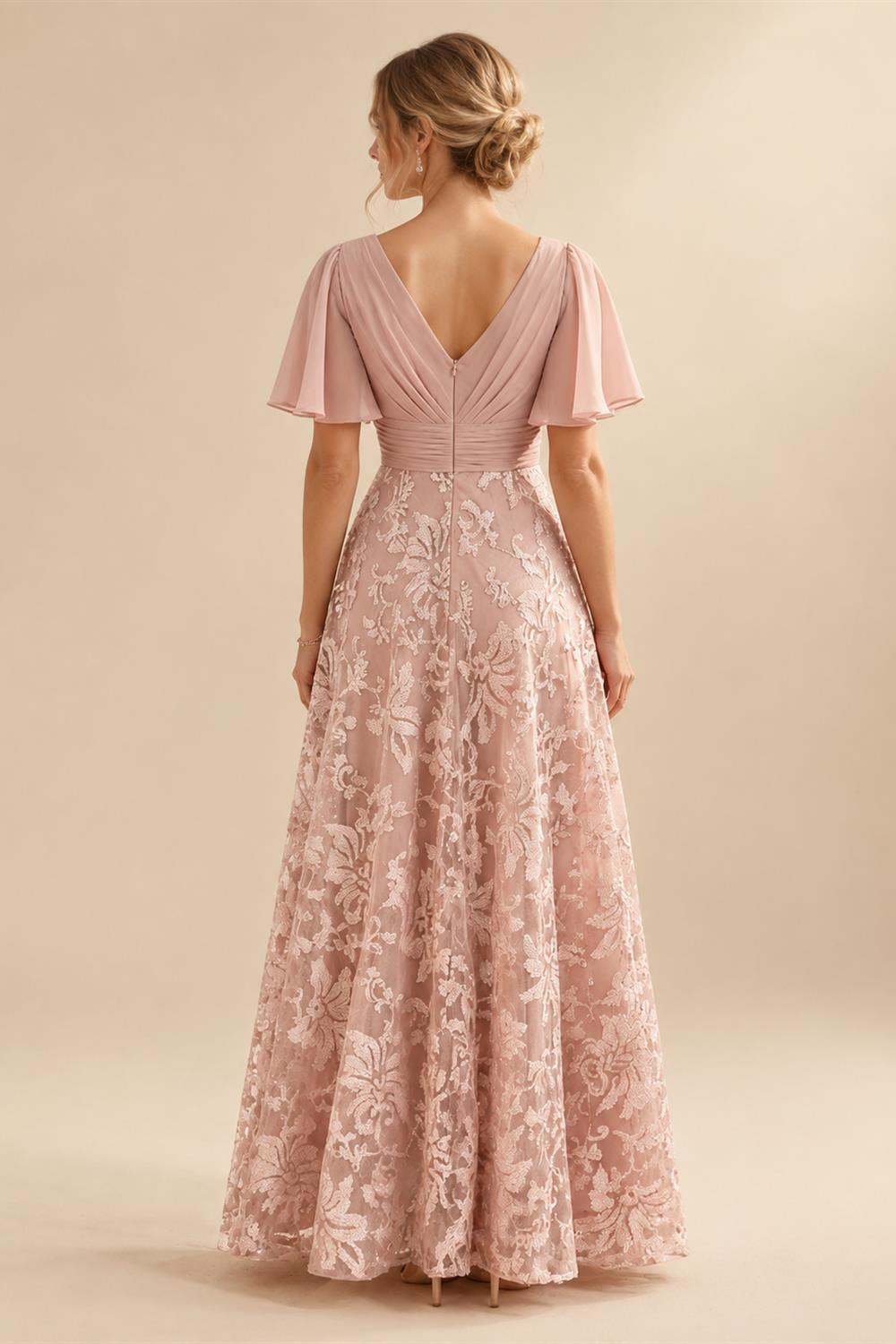Tulle A-Line/Princess V-Neck Floor-Length Mother of the Bride & Groom Dresses with 3D Flowers (SHI22501351)
