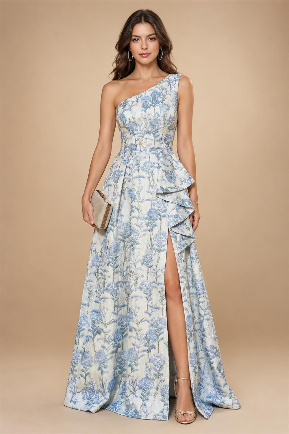 A-Line Chiffon Cape Sleeves Floor-Length Mother of the Bride & Groom Dresses with Ruched Waist (SHI22500705)