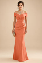 Sheath Silk Off Shoulder Ruched Maxi Mother of the Bride & Groom Dresses (SHI22500808)