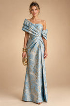 Sheath Satin Jacquard Off Shoulder Floor-Length Mother of the Bride & Groom Dresses (SHI22500823)