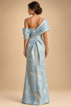 Sheath Floral Jacquard Off Shoulder Mother of the Bride & Groom Dresses with Flower (SHI22500777)