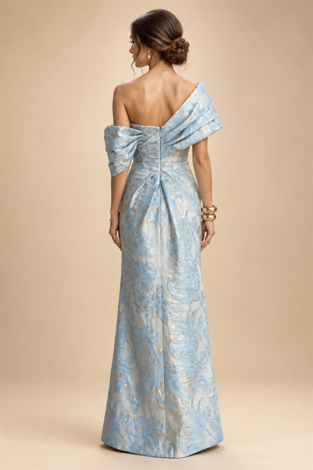 Chiffon Sheath/Column Scoop Neck Floor-Length Mother of the Bride & Groom Dresses with Lace Embroidery Bodice & Ruched Waist (SHI22501513)