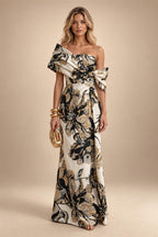 Sheath Satin Jacquard Off Shoulder Floor-Length Mother of the Bride & Groom Dresses (SHI22500823)