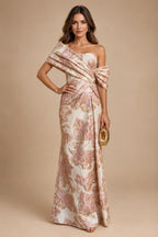 A-Line/Princess Strapless Jacquard Mini Homecoming Dresses with Bow & Pearls (SHI22370552)