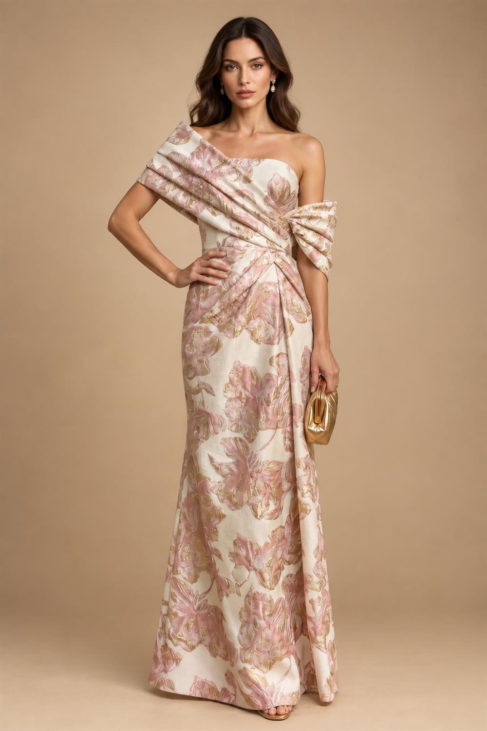Chiffon Sheath/Column Scoop Neck Floor-Length Mother of the Bride & Groom Dresses with Lace Embroidery Bodice & Ruched Waist (SHI22501513)