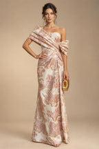 Jumpsuit Scoop Neck Chiffon Maxi Mother of the Bride Pantsuits with 3D Flowers & Bow (SHI22501634)