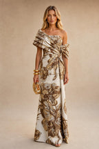 Sheath Satin Jacquard Off Shoulder Floor-Length Mother of the Bride & Groom Dresses (SHI22500823)