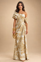 Sheath Satin Jacquard Off Shoulder Floor-Length Mother of the Bride & Groom Dresses (SHI22500823)