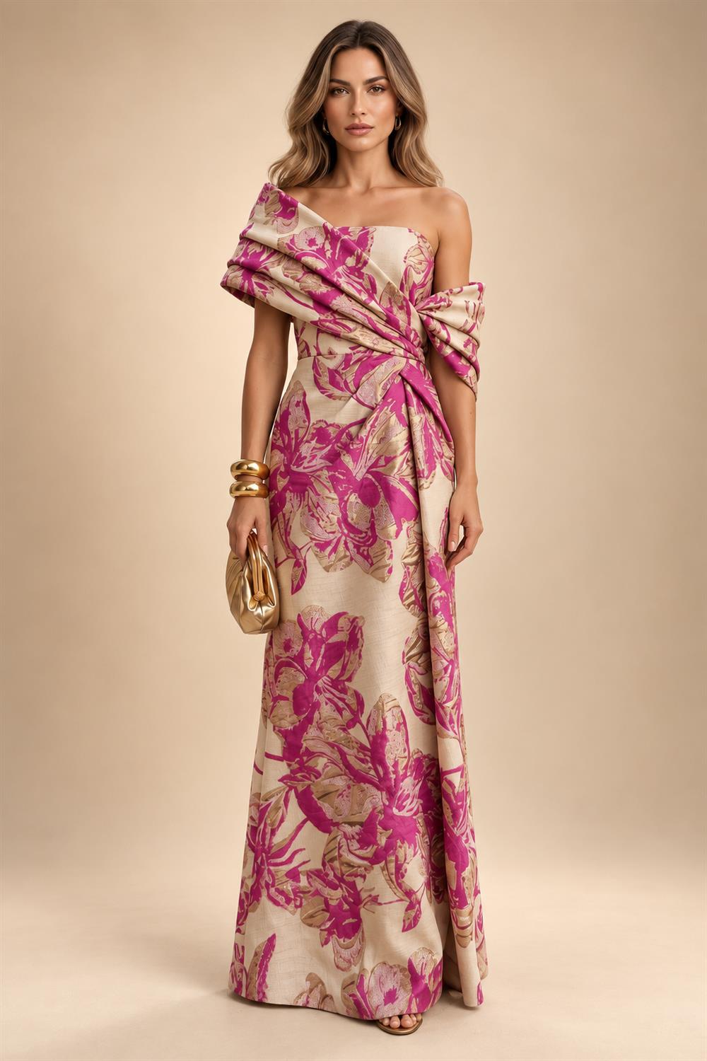 Sheath Satin Jacquard Off Shoulder Floor-Length Mother of the Bride & Groom Dresses (SHI22500823)