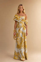 Sheath Satin Jacquard Off Shoulder Floor-Length Mother of the Bride & Groom Dresses (SHI22500823)