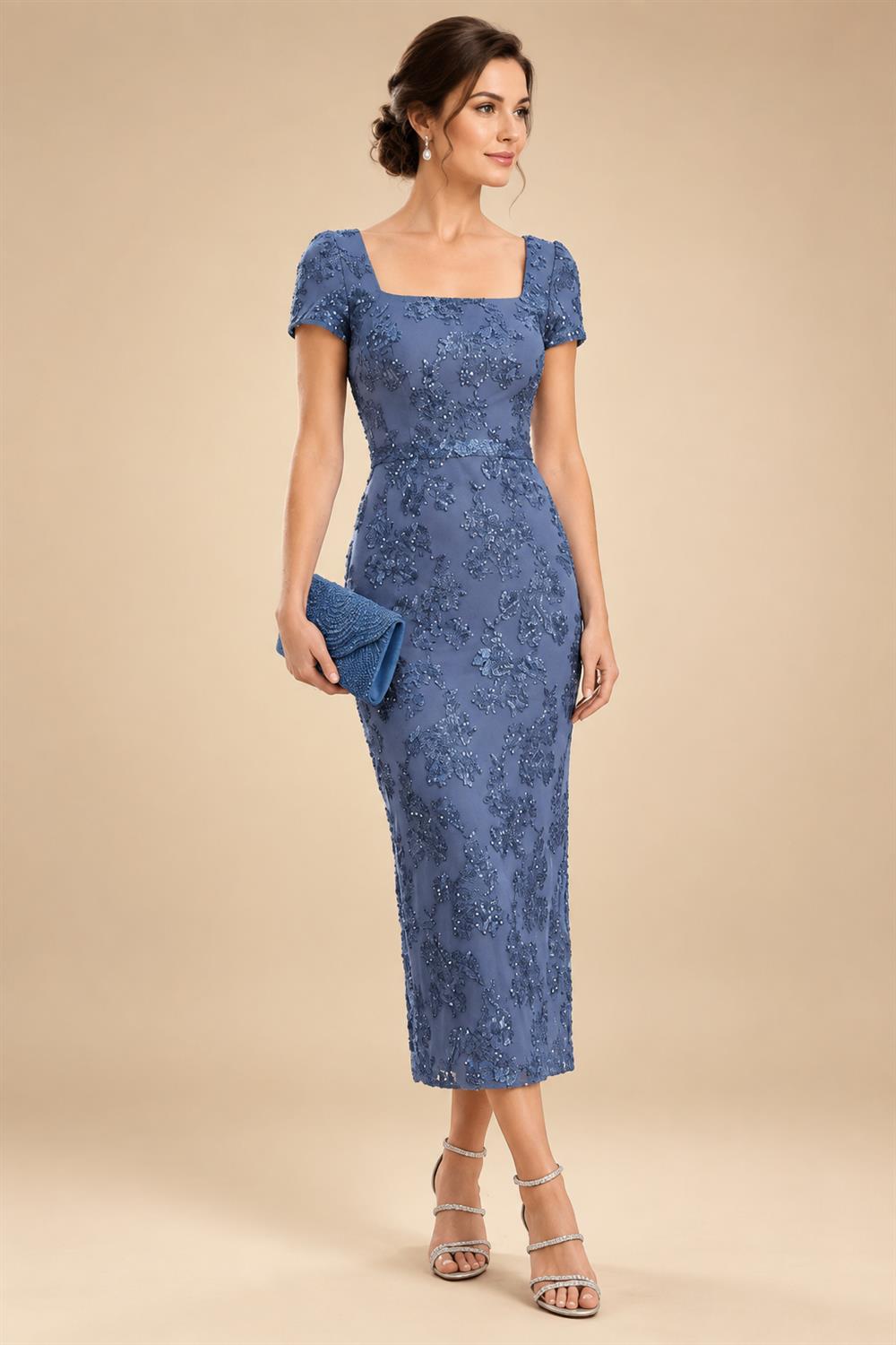 Lace Appliques Sheath/Column Scoop Neck Floor-Length Mother of the Bride & Groom Dresses for Women (SHI22501013)