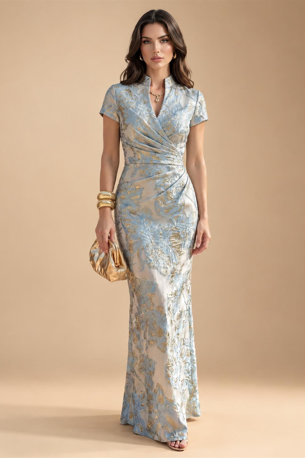 A-Line/Princess Off Shoulder Chiffon Floor-Length Mother of the Bride & Groom Dresses with Ruched Waist & Slit (SHI22501619)
