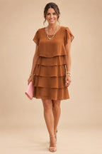 Chiffon A-Line/Princess Scoop Neck Short Mother of the Bride & Groom Dresses Tiered (SHI22500912)