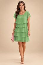 Chiffon A-Line/Princess Scoop Neck Short Mother of the Bride & Groom Dresses Tiered (SHI22500912)