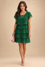 Chiffon A-Line/Princess Scoop Neck Short Mother of the Bride & Groom Dresses Tiered (SHI22500912)
