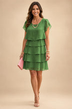Chiffon A-Line/Princess Scoop Neck Short Mother of the Bride & Groom Dresses Tiered (SHI22500912)