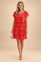 Chiffon A-Line/Princess Scoop Neck Short Mother of the Bride & Groom Dresses Tiered (SHI22500912)