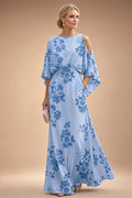 Floral Print A-Line/Princess Scoop Neck Floor-Length Mother of the Bride & Groom Dresses with Pockets (SHI22500916)