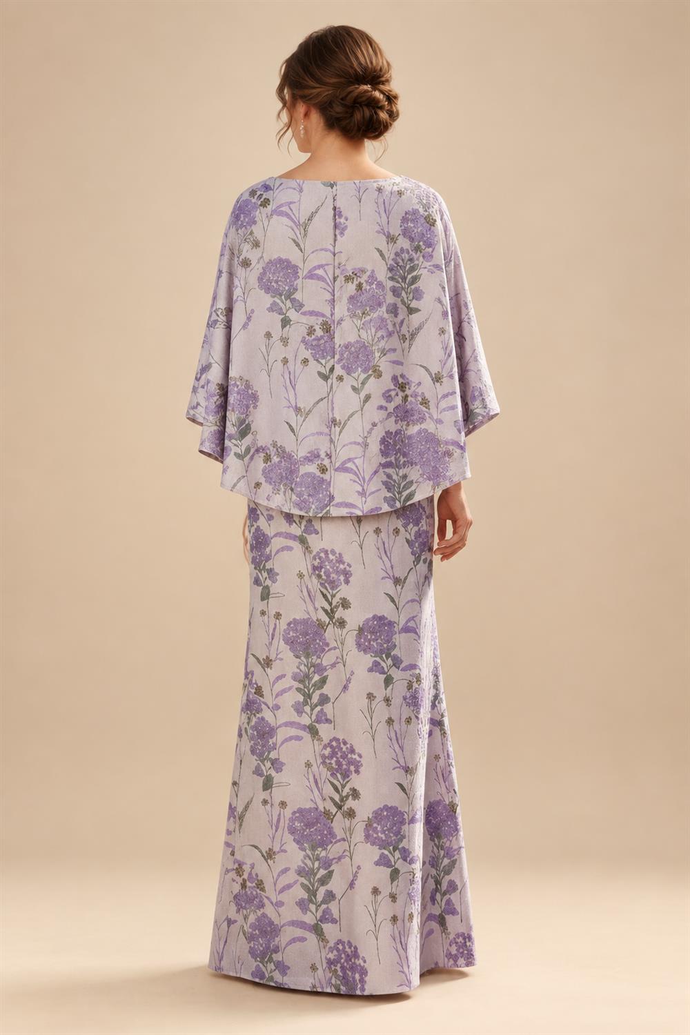Floral Print Sheath/Column Scoop Neck Floor-Length Mother of the Bride & Groom Dresses with Ruched Waist (SHI22501153)