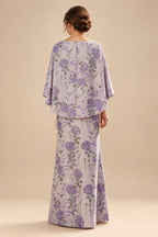 Floral Print Sheath/Column Scoop Neck Floor-Length Mother of the Bride & Groom Dresses with Ruched Waist (SHI22501153)