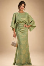 Satin A Line Round Neck Ruched Pleats Mother of the Bride & Groom Dresses (SHI22500952)