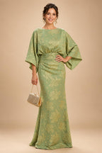 Satin A Line Round Neck Ruched Pleats Mother of the Bride & Groom Dresses (SHI22500952)