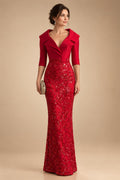 Sequin Floral Sheath Floor-Length Mother of the Bride & Groom Dresses with Satin Bodice (SHI22500925)
