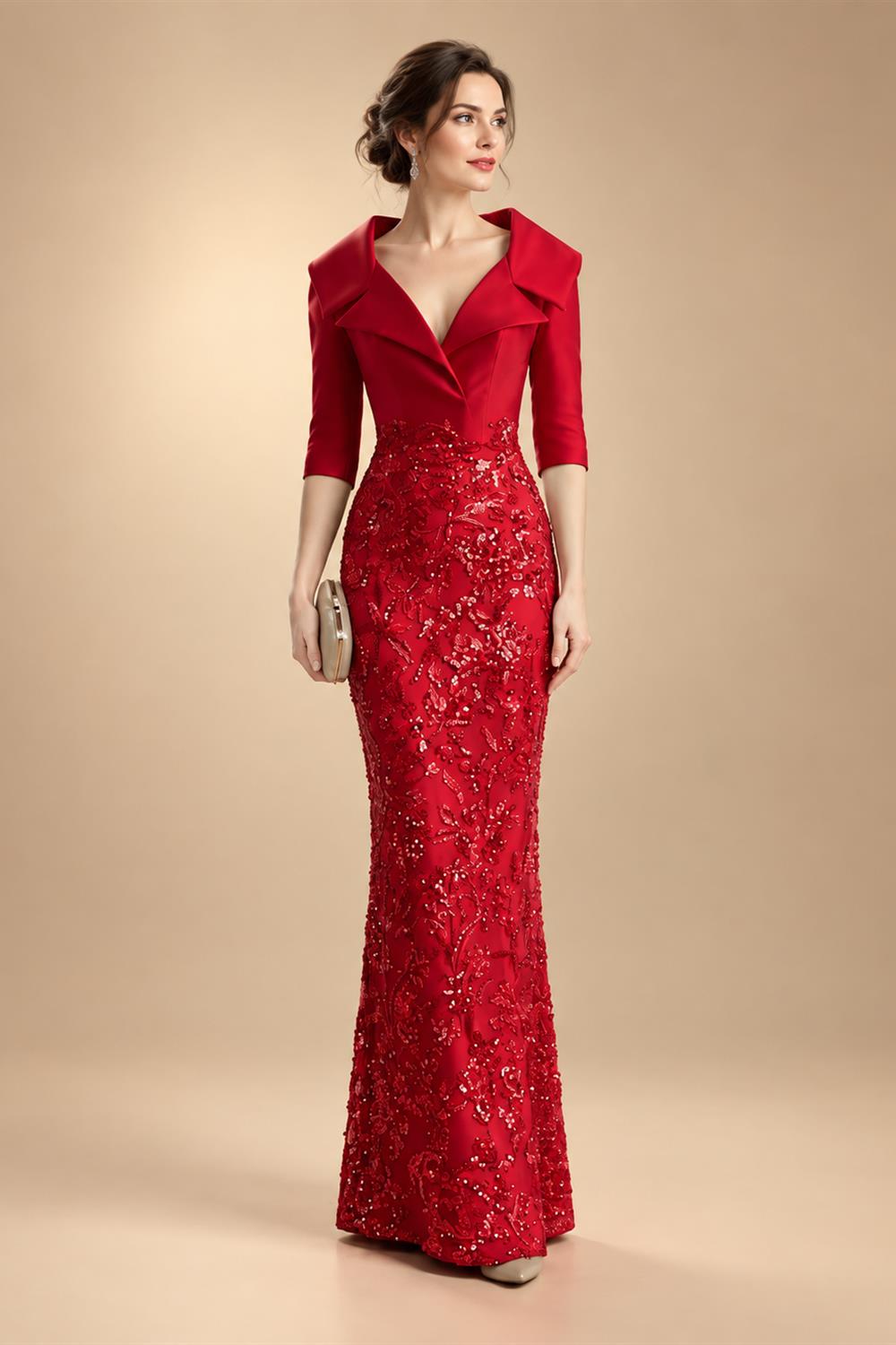 Sheath/Column One Shoulder Floral Embroidery Floor-Length Mother of the Bride & Groom Dresses with Side Draped Sash (SHI22501617)