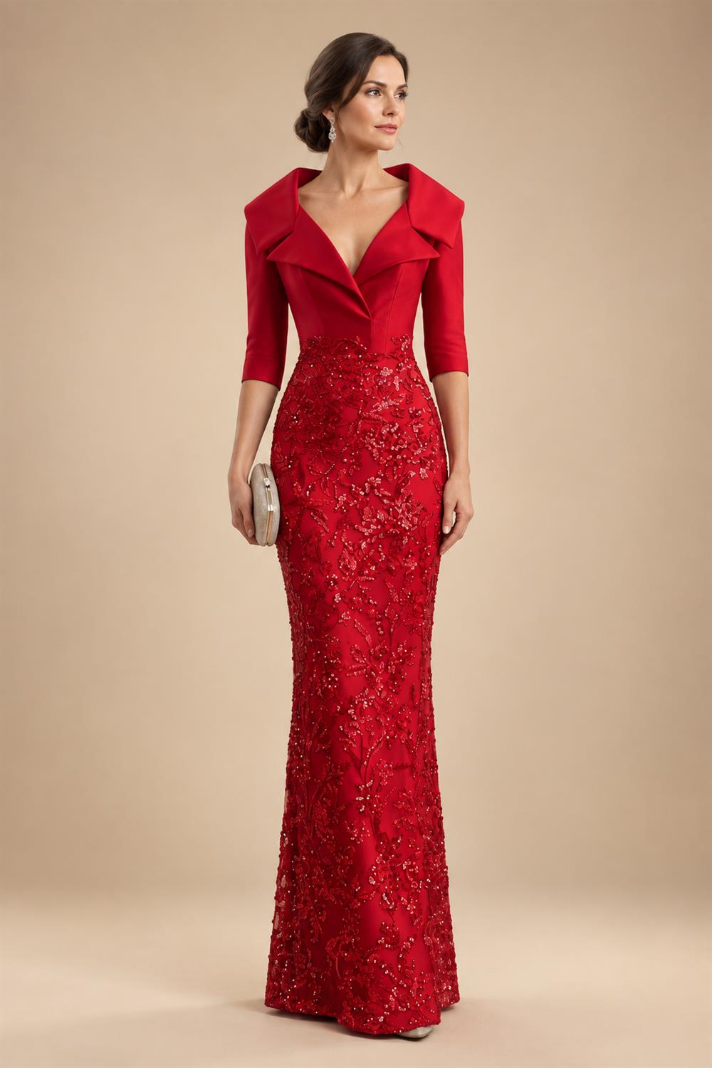 A-Line/Princess V-Neck Chiffon Floor-Length Mother of the Bride & Groom Dresses with Lace Appliques & Pleats (SHI22501605)