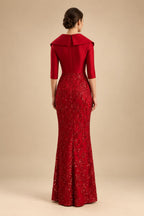 Sheath/Column V-Neck Stretch Jersey Maxi Mother of the Bride & Groom Dresses with Ruffles & Slit (SHI22501648)