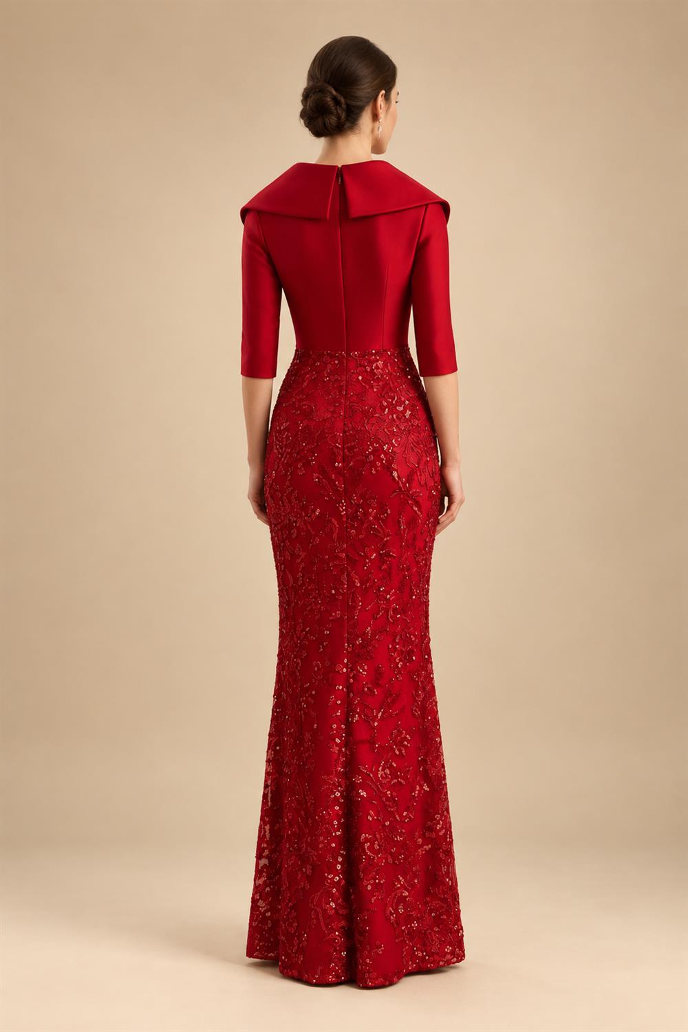 Sheath/Column V-Neck Stretch Jersey Maxi Mother of the Bride & Groom Dresses with Ruffles & Slit (SHI22501648)